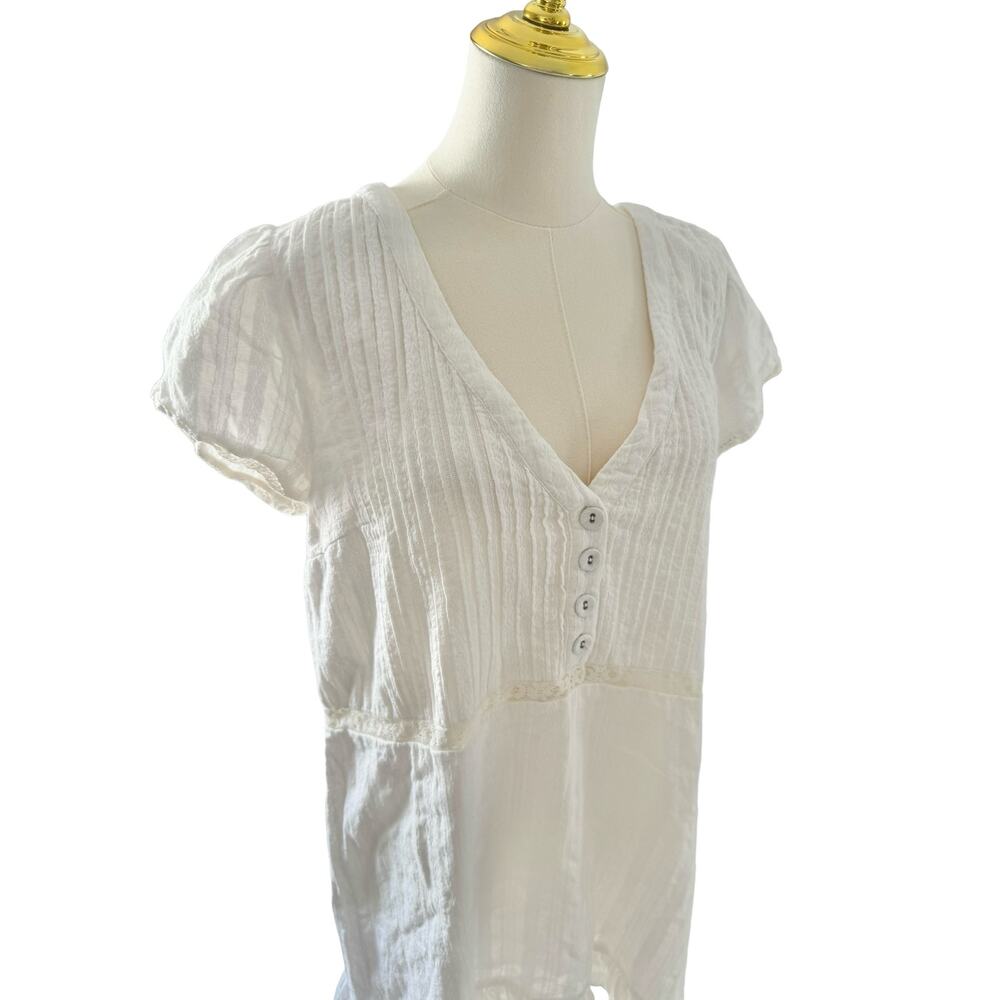Urban Outfitters Babydoll White Short Dress Coquette Lace Ruffle Bohemian Large - Picture 2 of 15